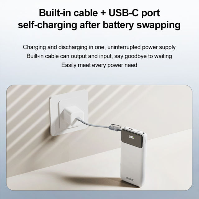 2026 New Arrival Swappable Battery Power Bank – 22.5W Fast Charge, 10000mAh Detachable Battery, Built-in USB-C Cable &amp; Emergency Flashlight – The Ultimate Travel Companion