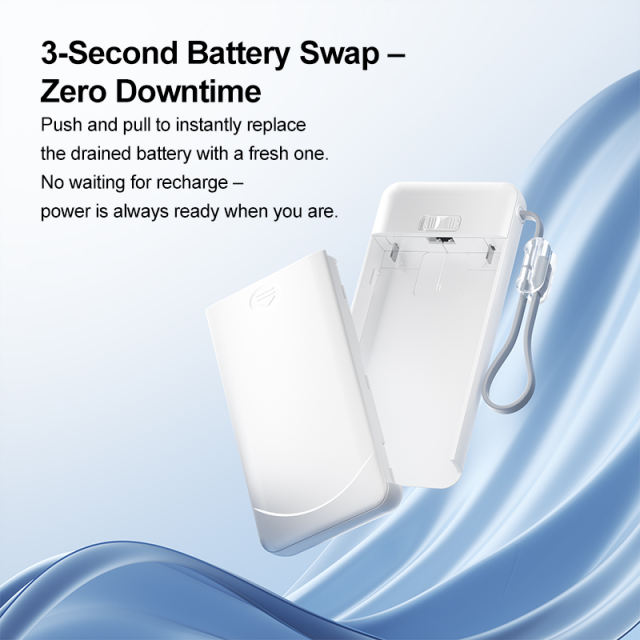 2026 New Arrival Swappable Battery Power Bank – 22.5W Fast Charge, 10000mAh Detachable Battery, Built-in USB-C Cable &amp; Emergency Flashlight – The Ultimate Travel Companion