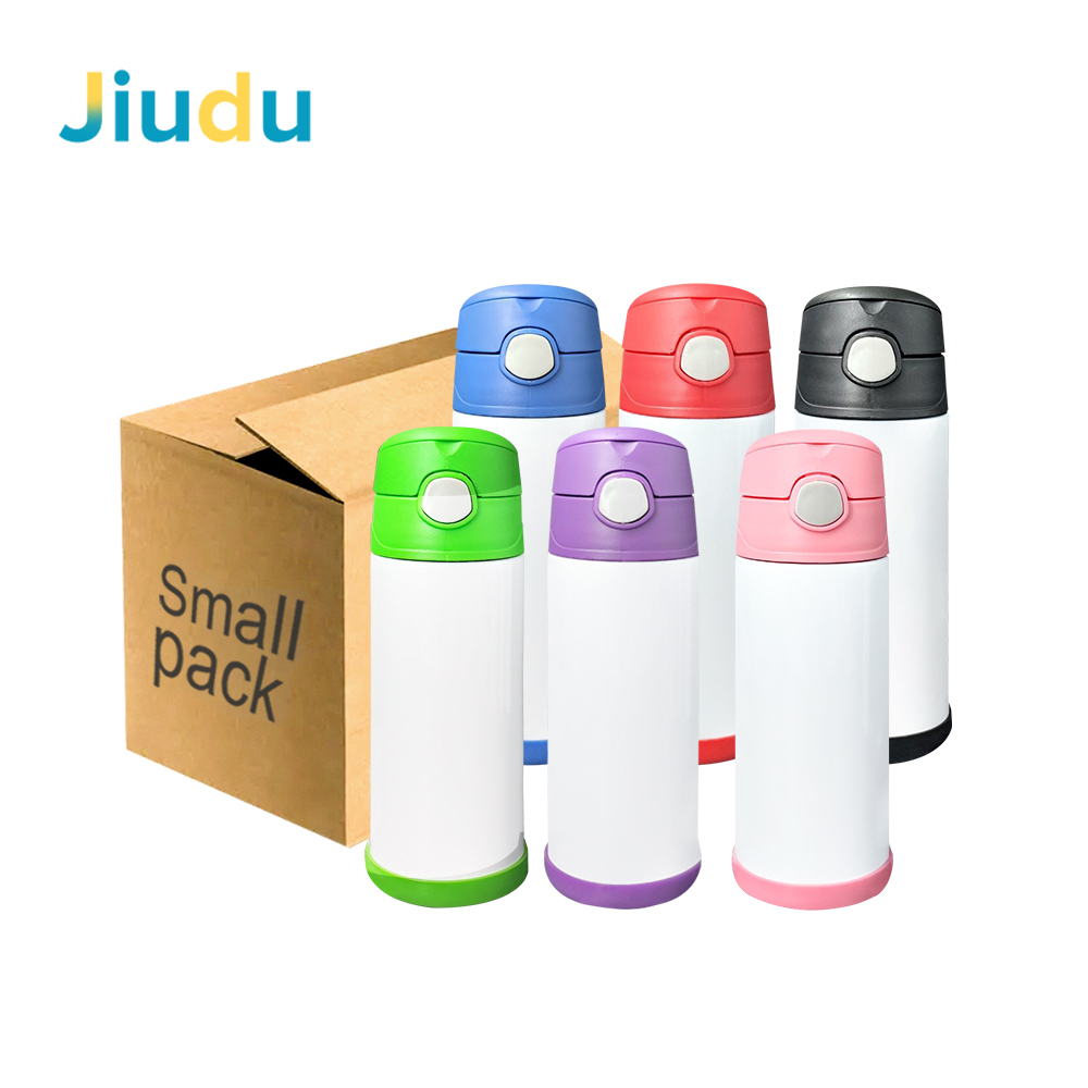 Free Shipping Small Pack 24 Pack 12 oz Sublimation Kids Water Bottle Vacuum Kids Bottle Bounce Lids with Handle