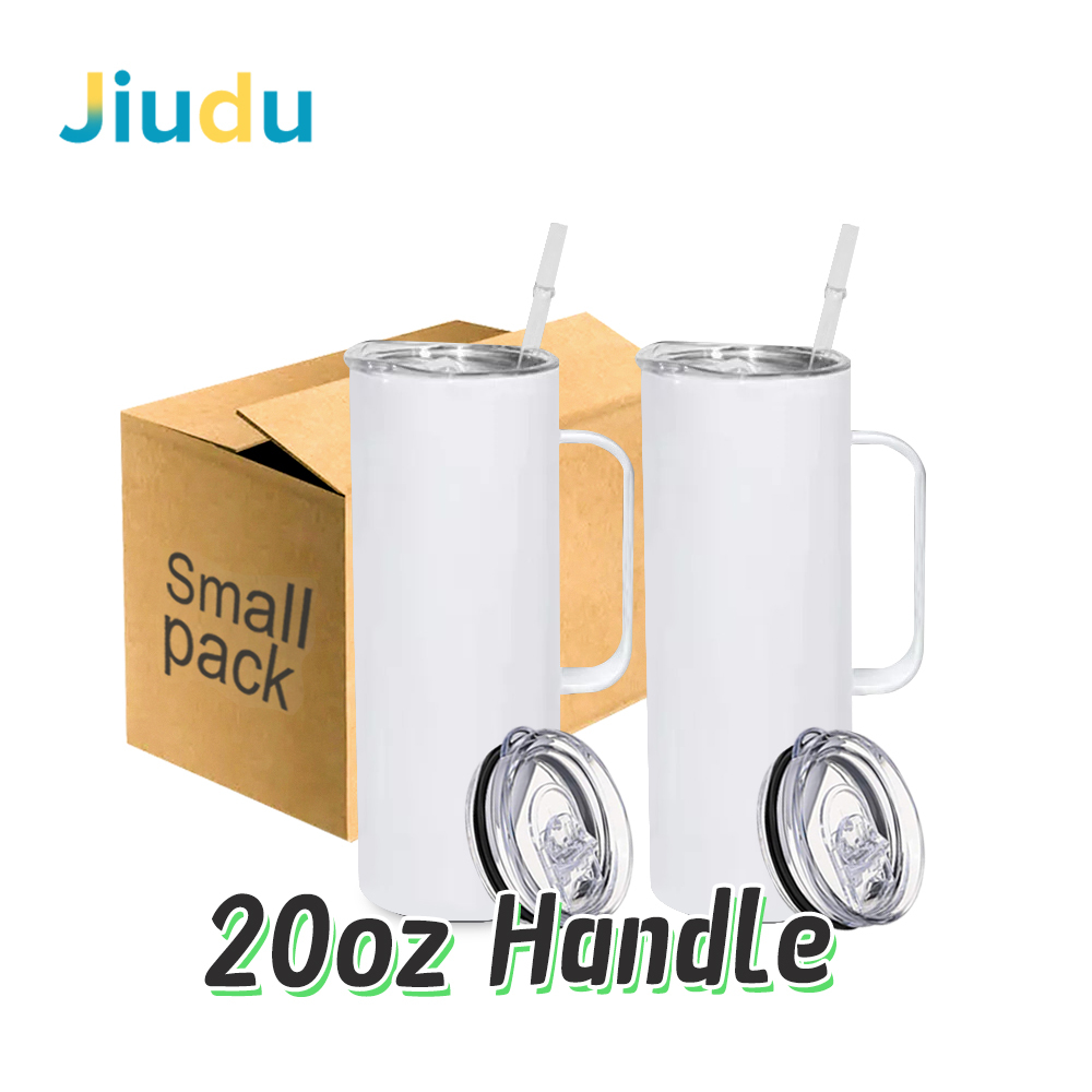Free Shipping 25 Pack Double Wall Stainless Steel 20oz White Sublimation Tumbler with Handle