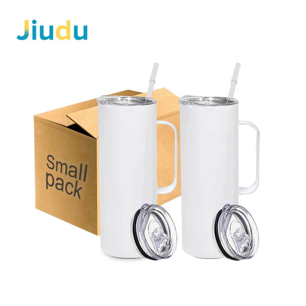 Free Shipping 25 Pack Double Wall Stainless Steel 20oz White Sublimation Tumbler with Handle