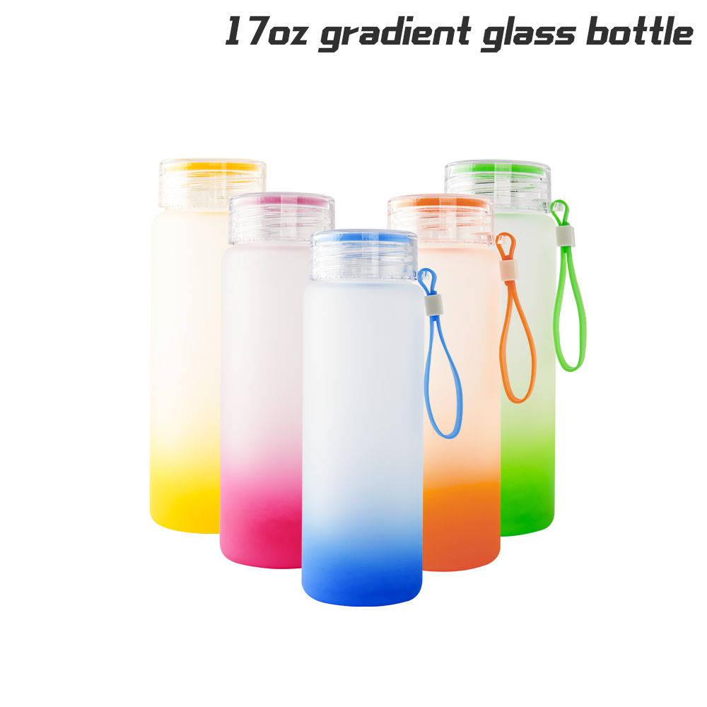 sublimation 16 oz glass frosted water bottle