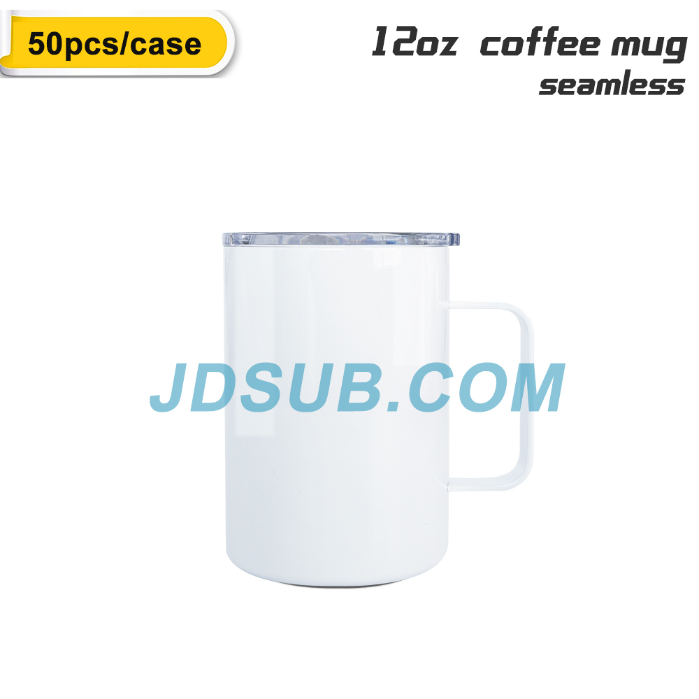 50 Pack 12oz Sublimation White Seamless Coffee Mug Tumbler Blanks with Handle