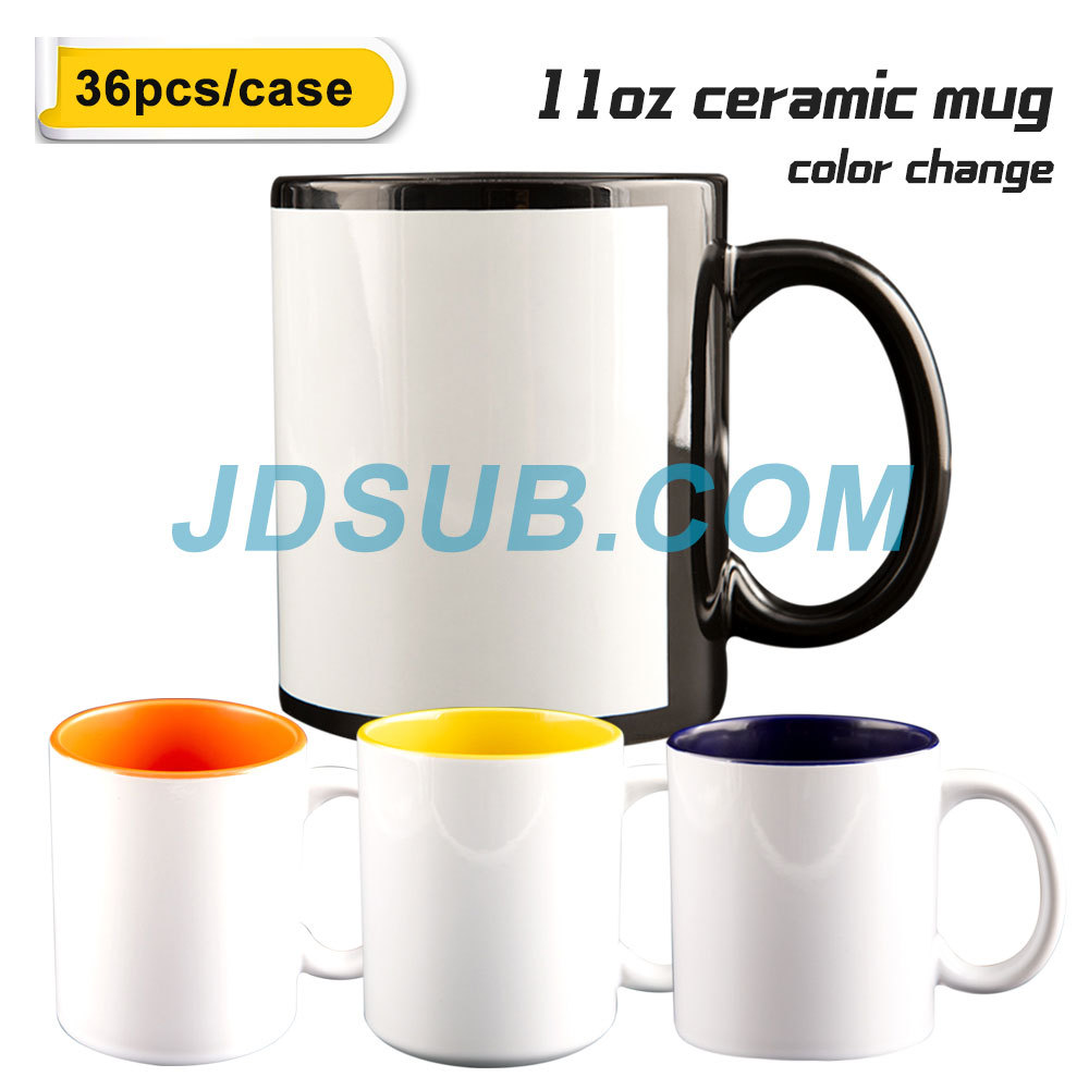36pack 11oz Ceramic Black White Sublimation Mug Colored Inner with Handle