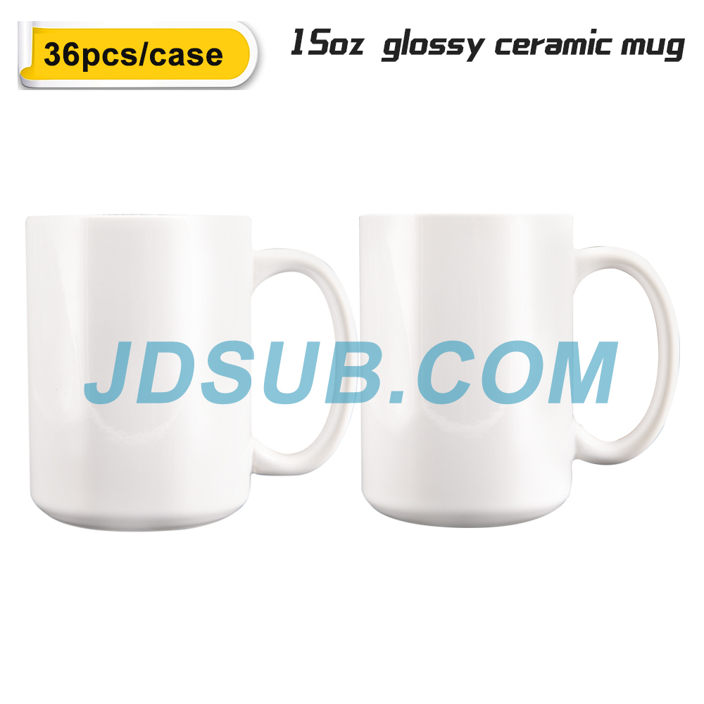 36pack 15oz White Glossy Ceramic Sublimation Mug with Handle