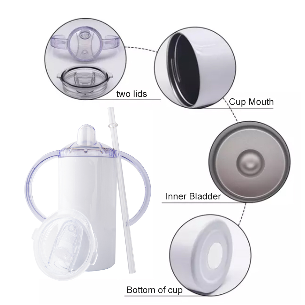 KOCDAM 25 Pack 12oz Stainless Steel Straight Sublimation Blanks Sippy Cup Tumbler With Duo Lid
