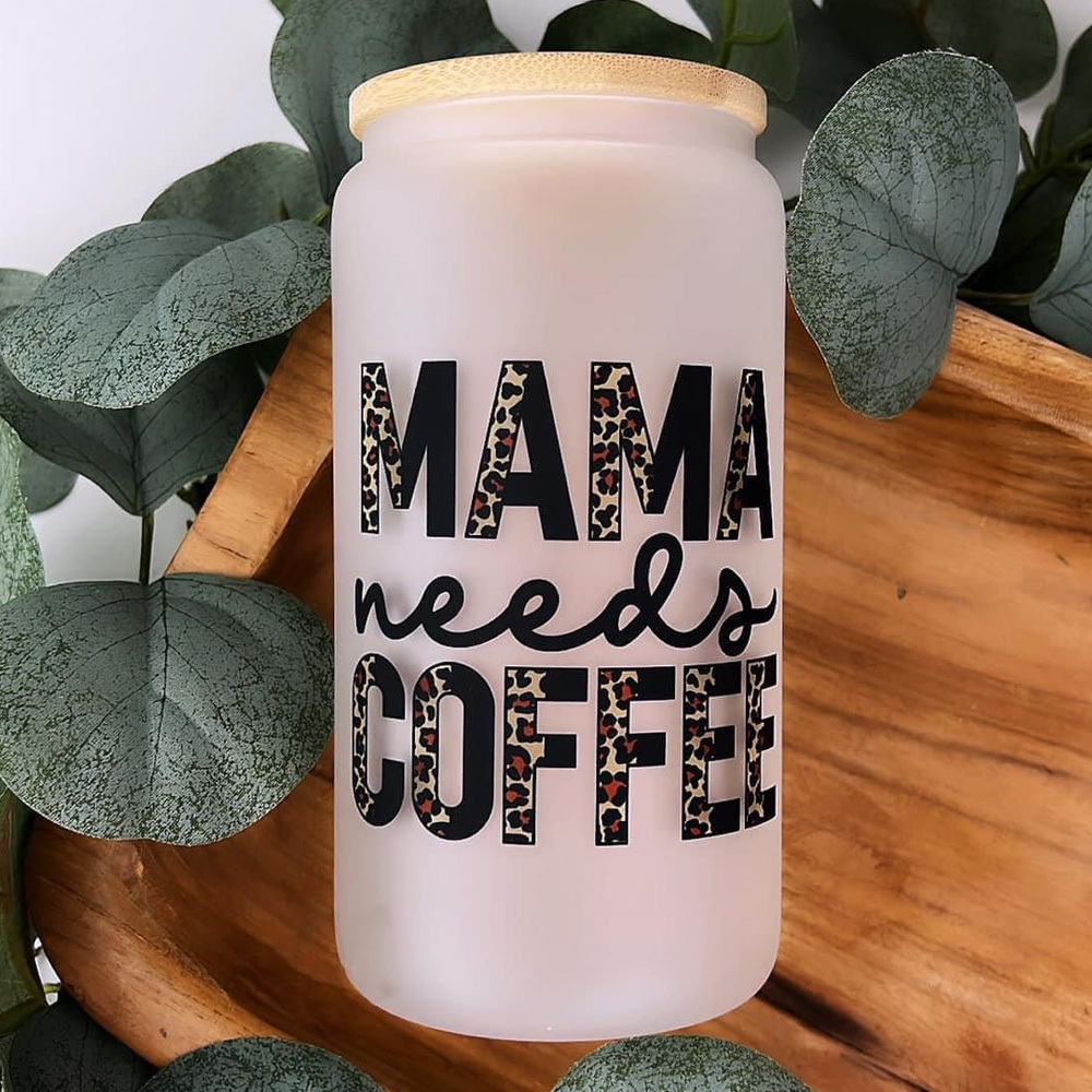 25Pack 16oz Sublimation Frosted Clear Glass Jar with Bamboo Lids and Plastic Straw