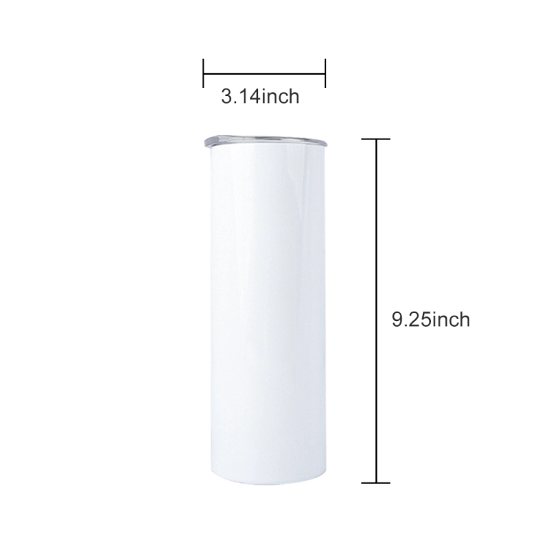25Pack 30oz White Sublimation Straight Skinny Tumbler Blanks with Plastic Straws