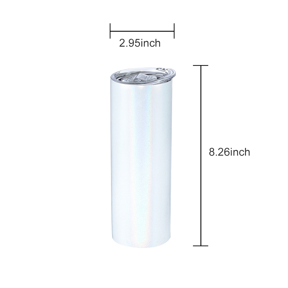 25 Pack 20oz Sublimation Glitter Colourful Shimmer Straight Tumbler Blanks with Plastic Straws