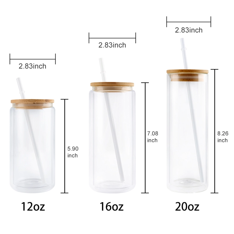 25Pack 12oz 16oz 20oz Double Wall Sublimation Glass Can Snow Globe Beer Glass Can