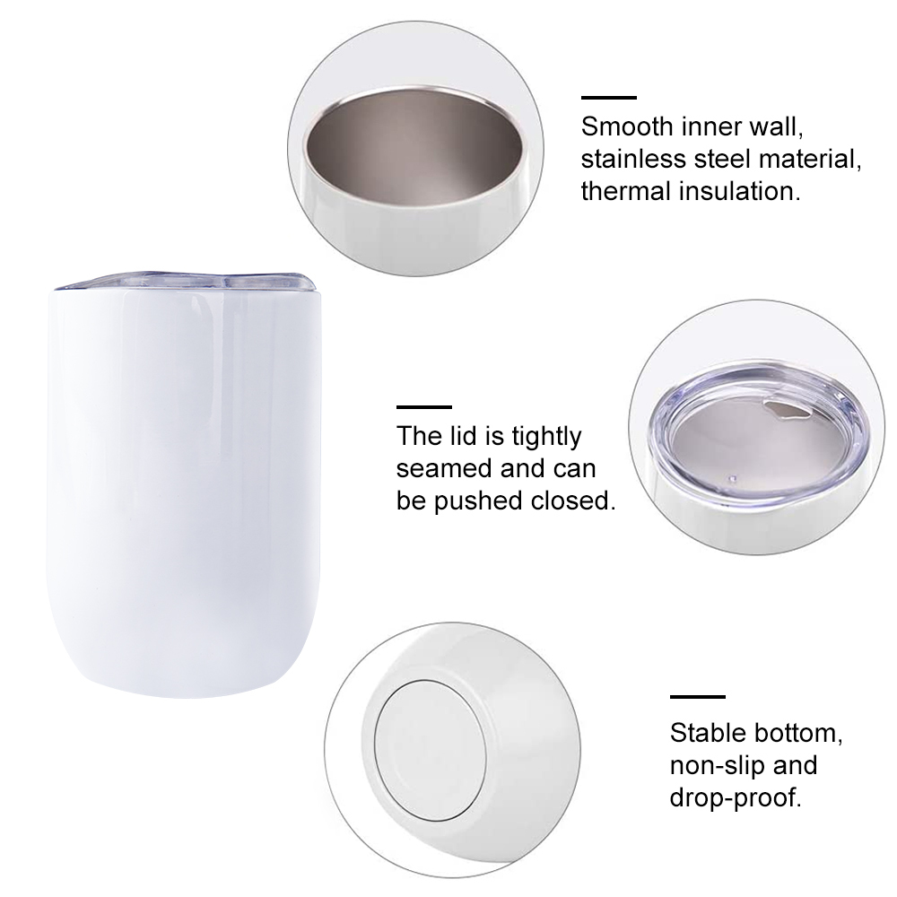KOCDAM 50 Pack 12oz Stainless Steel Vacuum Insulation Straight Sublimation Blanks Wine Tumbler