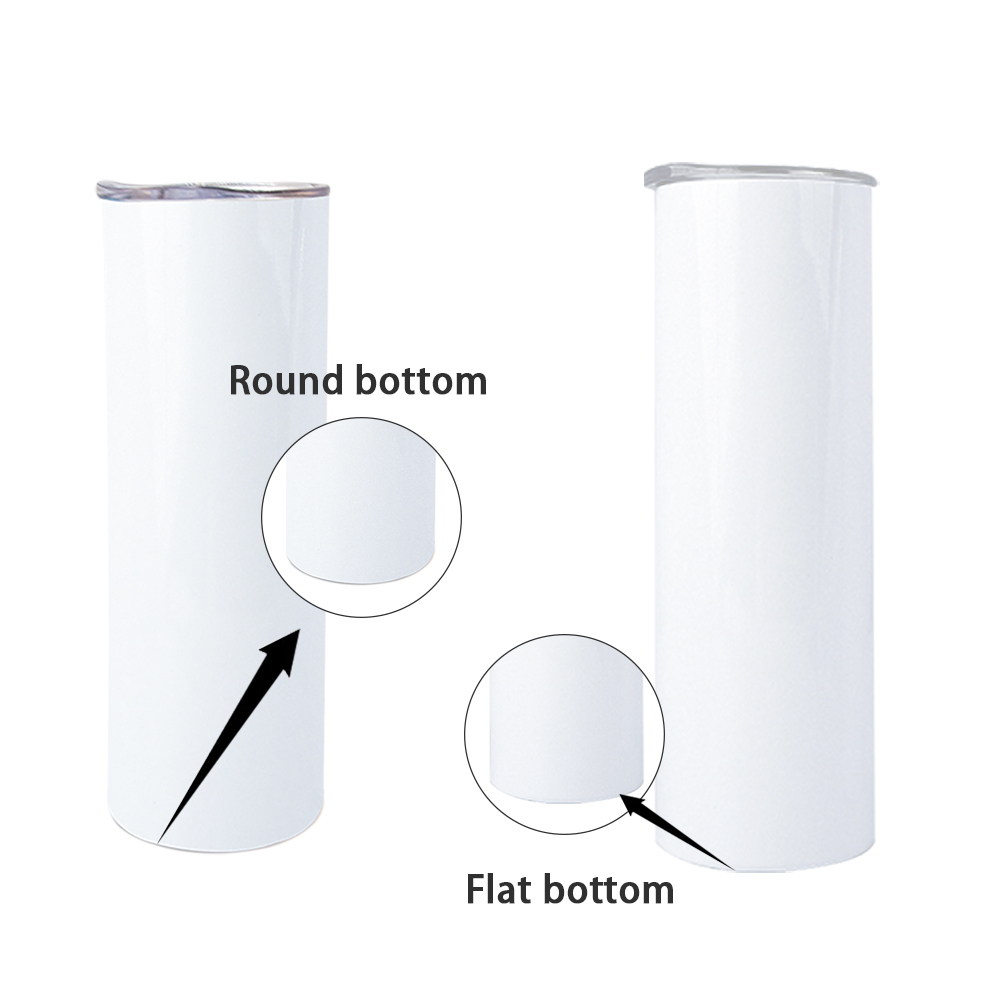 50 Pack New Style 20oz Flat Edge White Sublimation Tumbler with Straw