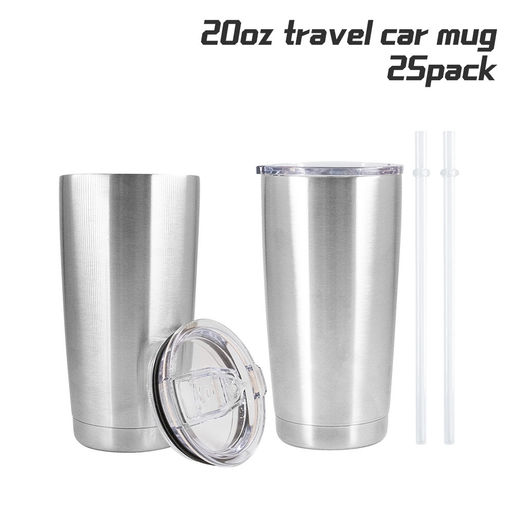 JD Marketing 25Pack 20oz stainless steel silver double wall vacuum regular travel car mug