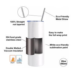 8 Pack New Style 20oz Flat Edge White Sublimation Tumbler with all stuffs