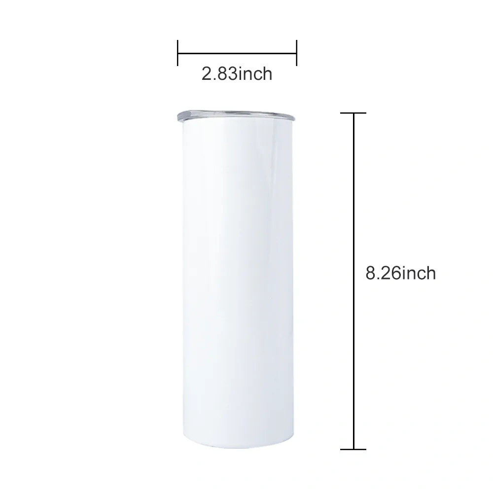 KOCDAM 25 Pack 15oz Sublimation White Skinny Straight Tumbler Blanks with Plastic Straws