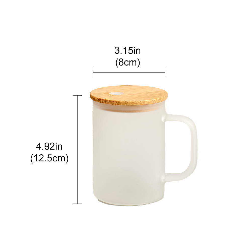 KOCDAM 25 Pack 15oz Sublimation Frosted Mugs with Bamboo Lids and Plastic Straw