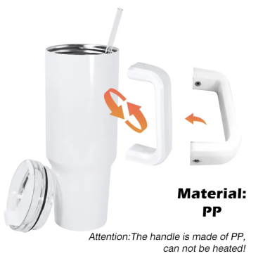 20 Pack 40oz Sublimation Mug H1.0 White Color Handle with Straw