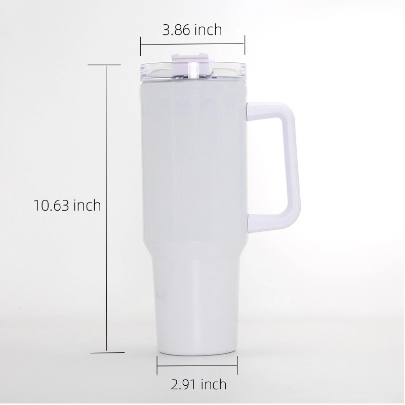 20 Pack 40oz Sublimation Mug H1.0 White Color Handle with Straw
