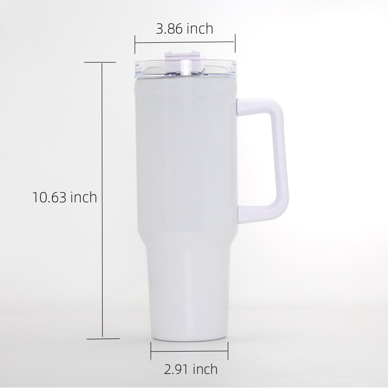 20 Pack 40oz Sublimation Mug H1.0 White Color Handle with Straw