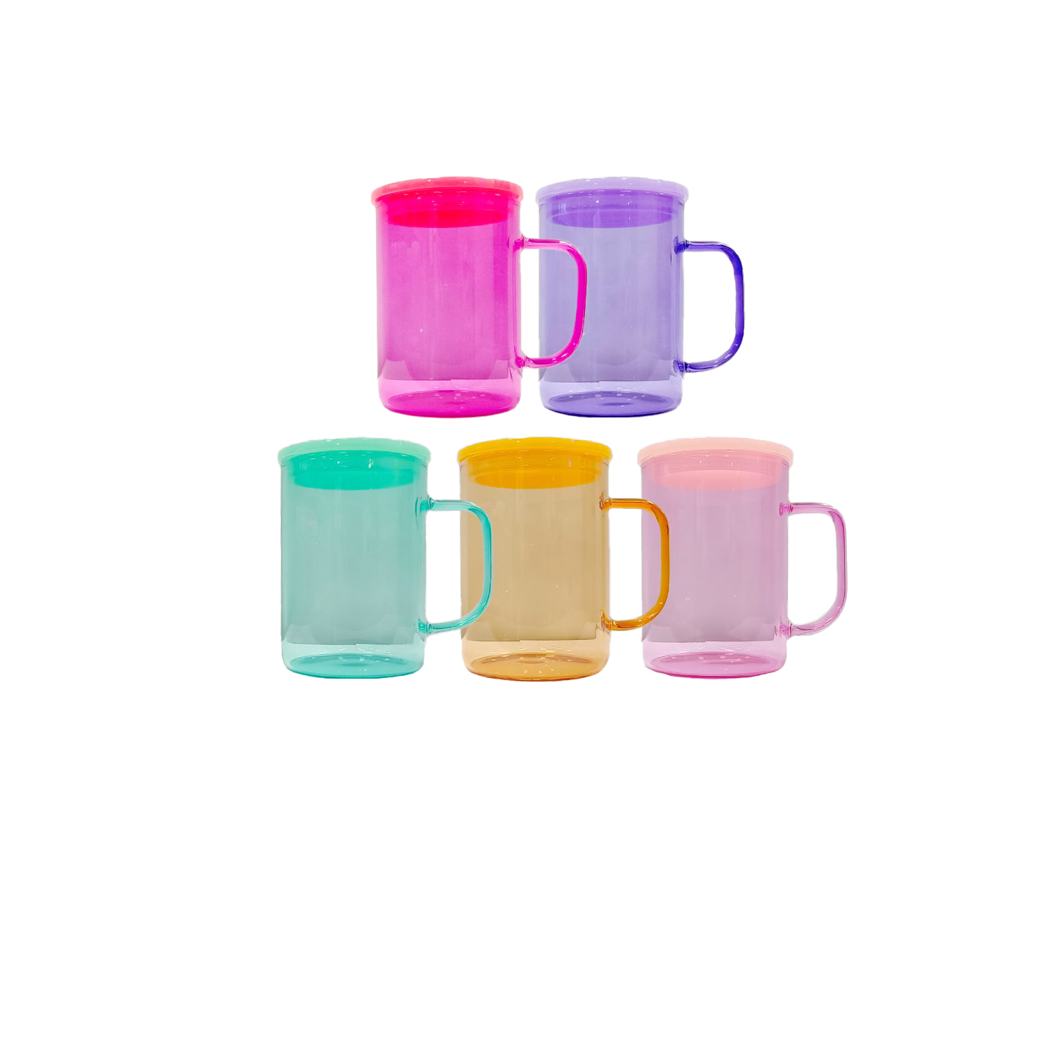 17 Oz. Jelly Color Glass Mug with Acrylic Lid