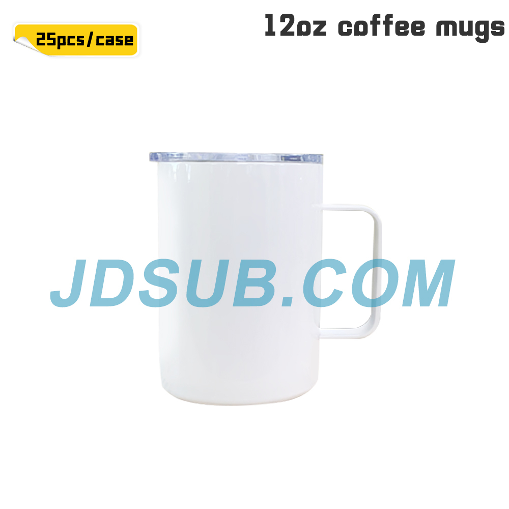 25 Pack 12oz Sublimation White Non-Seamless BPA Free Coffee Mug Tumbler Blanks with Handle