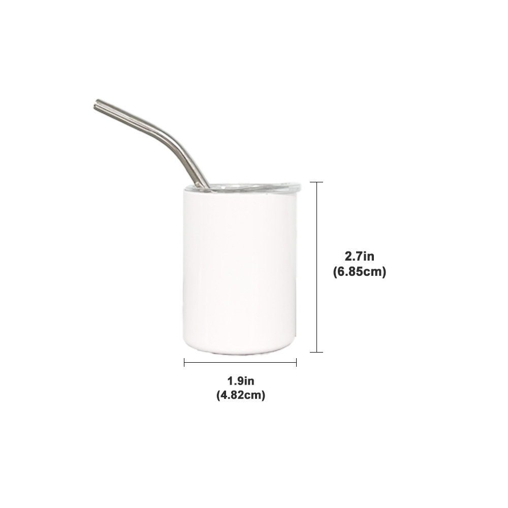 KOCDAM 100 Pack 3oz Sublimation Stainless Steel Wihte Tumbler With Bend Metal Straw