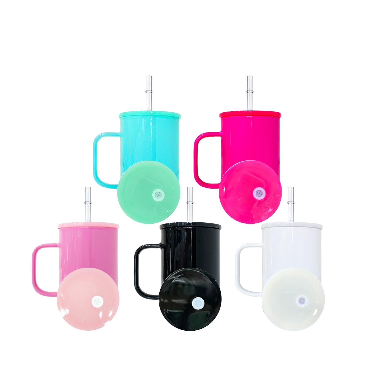 KOCDAM 25Pack 17oz Macaron Sublimation Glass Mugs With Plastic Lids And Plastic Straw
