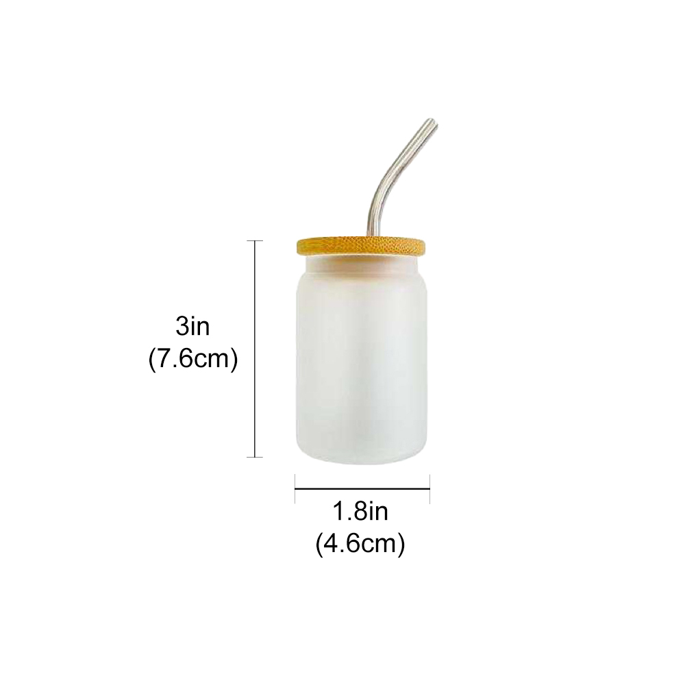 50pack 3.5oz mini clear frosted glass cans with bend metal straws