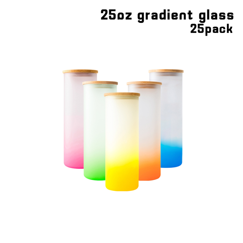 Sublimation Glass Tumblers With Bamboo Lid And Straw, Gradient
