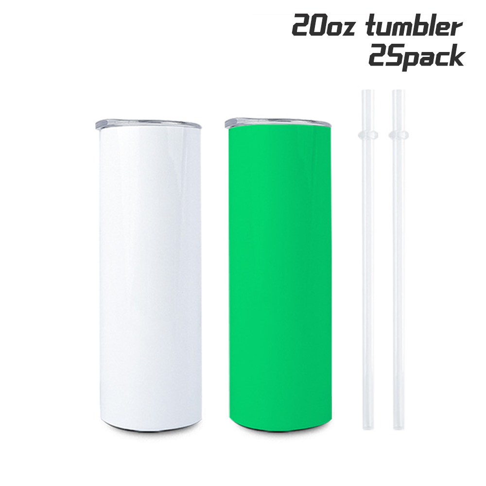 24 Pack Sublimation Tumblers Bulk 20 oz Skinny Straight, Sublimation Blanks  Double Wall Stainless Steel Skinny Tumbler with Lid and Straw, Shrink Wrap  Film, Individually Boxed, for Heat Press Machine 