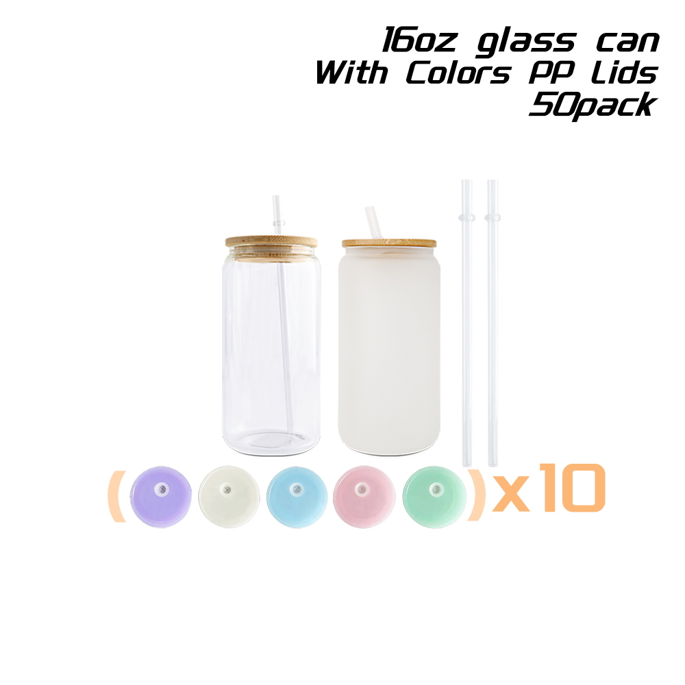 Pack of 50) Sublimation Glass Can with Bamboo Lid 16oz/18oz – Sayers & Co.