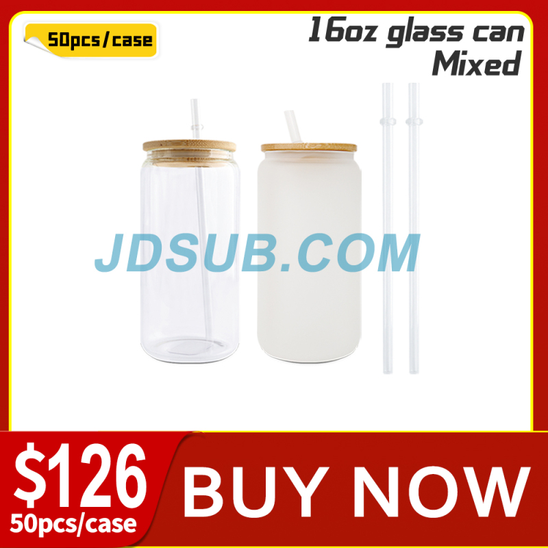 Ship from USA RTS 16oz colored jelly sublimation glass cans in