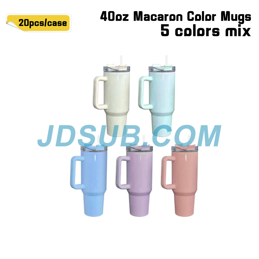 20 Pack 40oz Sublimation Macaron Color Mug with Straw