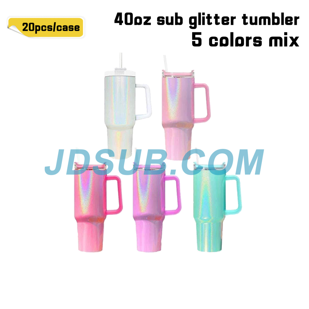 20 Pack 40oz Sublimation Shimmer Colors Mug with Straw