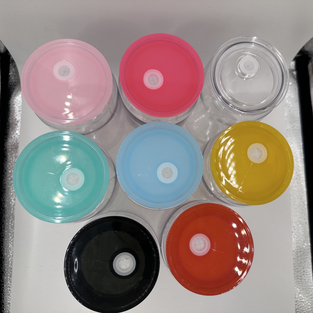 50 Pack 16oz Plastic Cups With Plastic Colors Lids and Plastic Straw