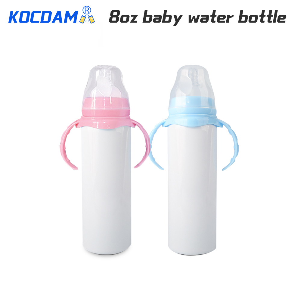 KOCDAM 25 Pack 8oz Sublimation Pink Blue Baby Feeding Cup Sippy Cup Water Bottle