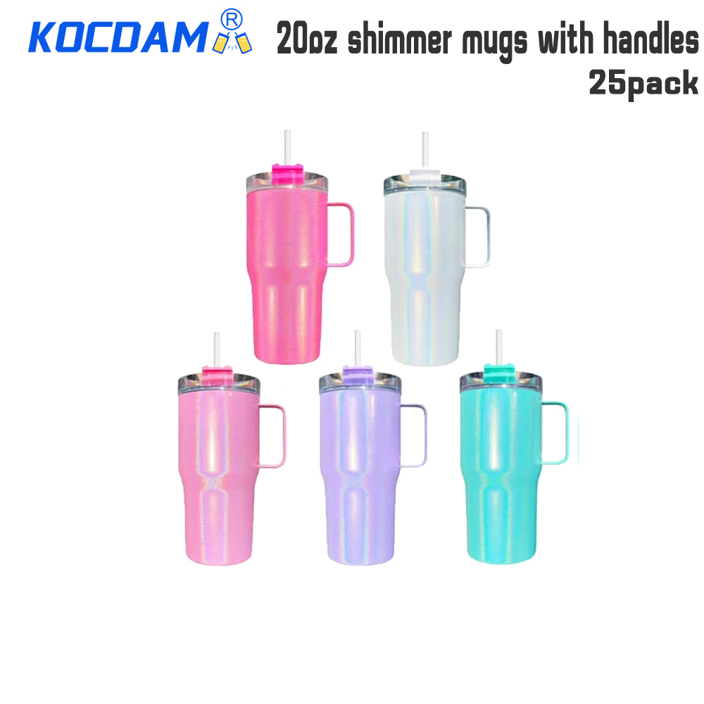 KOCDAM 25 Pack 20oz Blank Sublimation Car Shape Kids Shimmer Tumblers With Handles