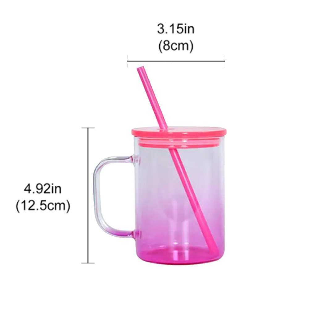 KOCDAM 25Pack Graident 17oz Sublimation Jelly Mugs With Plastic Lids And Plastic Straw