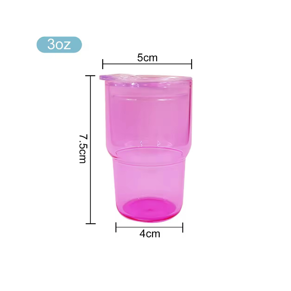 KOCDAM 50Pack 3oz Sublimation Jelly Glass Can With Plastic Lids And Plastic Straw