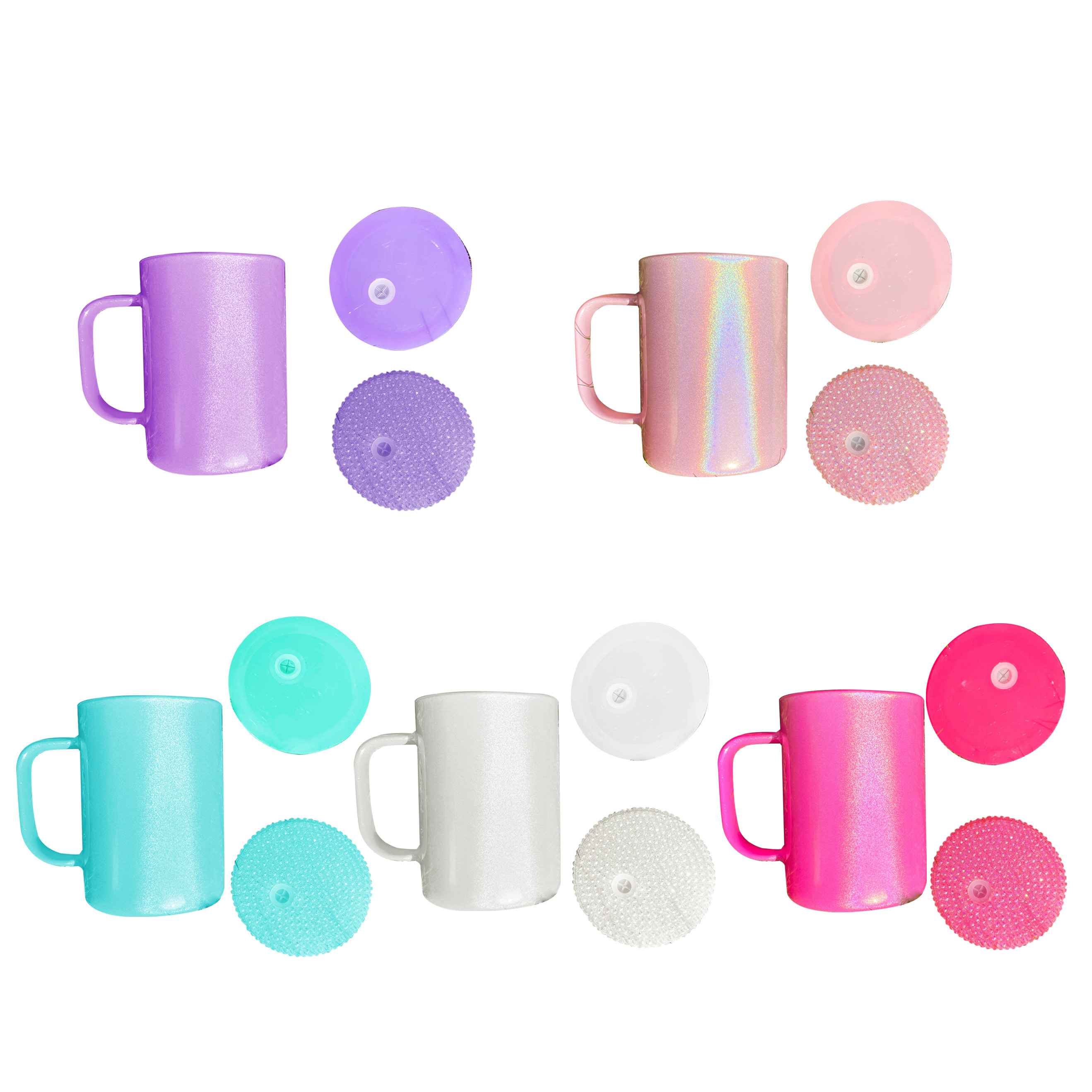 KOCDAM 25Pack 17oz Shimmer Glitter Sublimation Glass Mugs With Plastic Lids And Plastic Straw