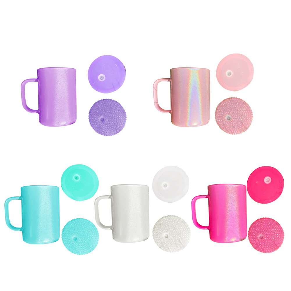 KOCDAM 25Pack 17oz Shimmer Glitter Sublimation Glass Mugs With Plastic Lids And Plastic Straw