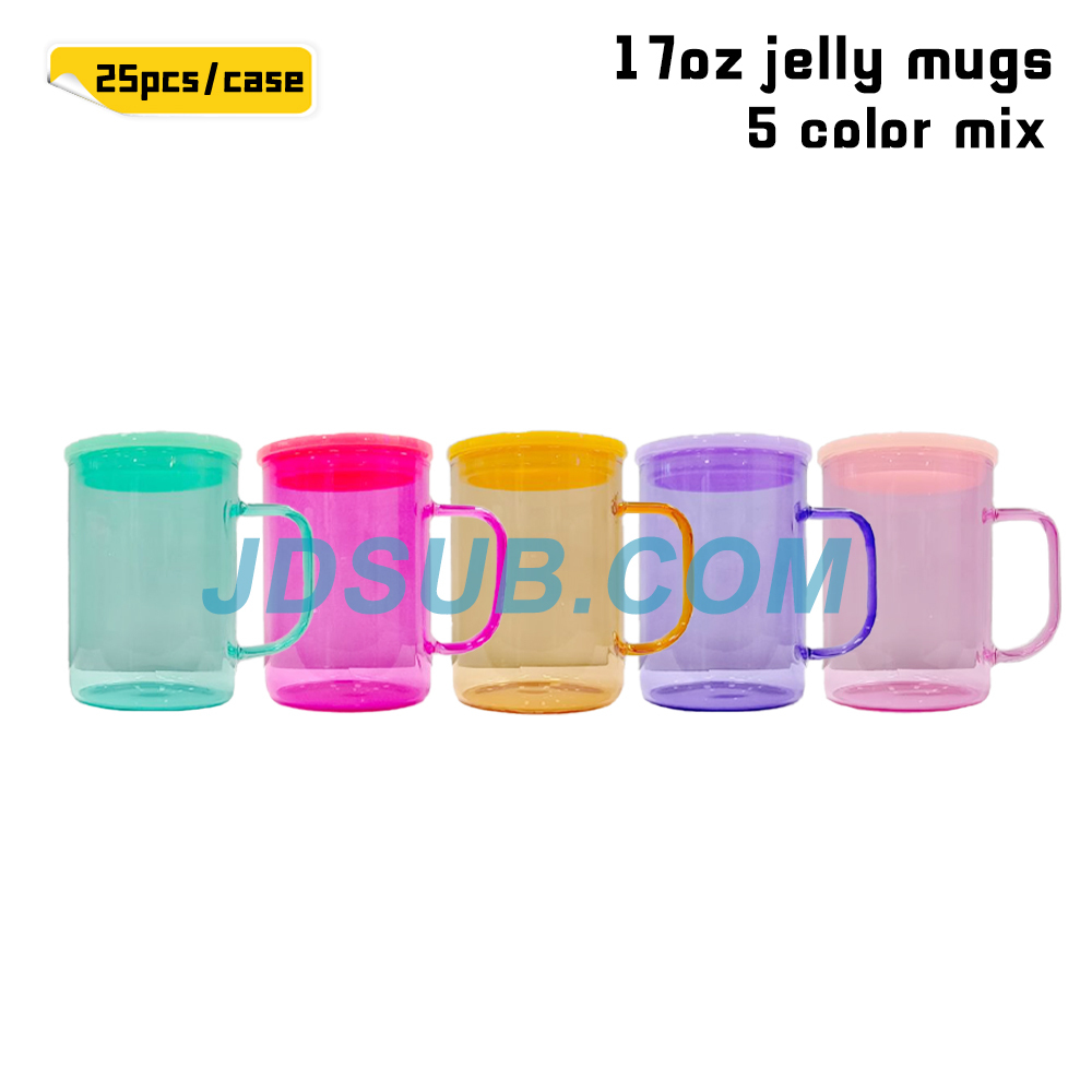KOCDAM 25Pack 17oz Sublimation Jelly Mugs With Plastic Lids And Plastic Straw