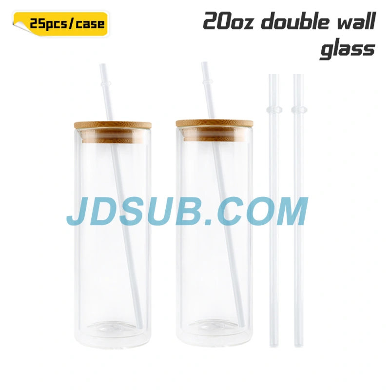 KOCDAM 25Pack 12oz 16oz 20oz Double Wall Sublimation Glass Can Snow Globe Beer Glass Can