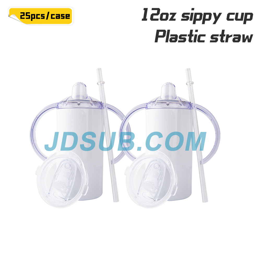 KOCDAM 25 Pack 12oz Stainless Steel Straight Sublimation Blanks Sippy Cup Tumbler With Duo Lid