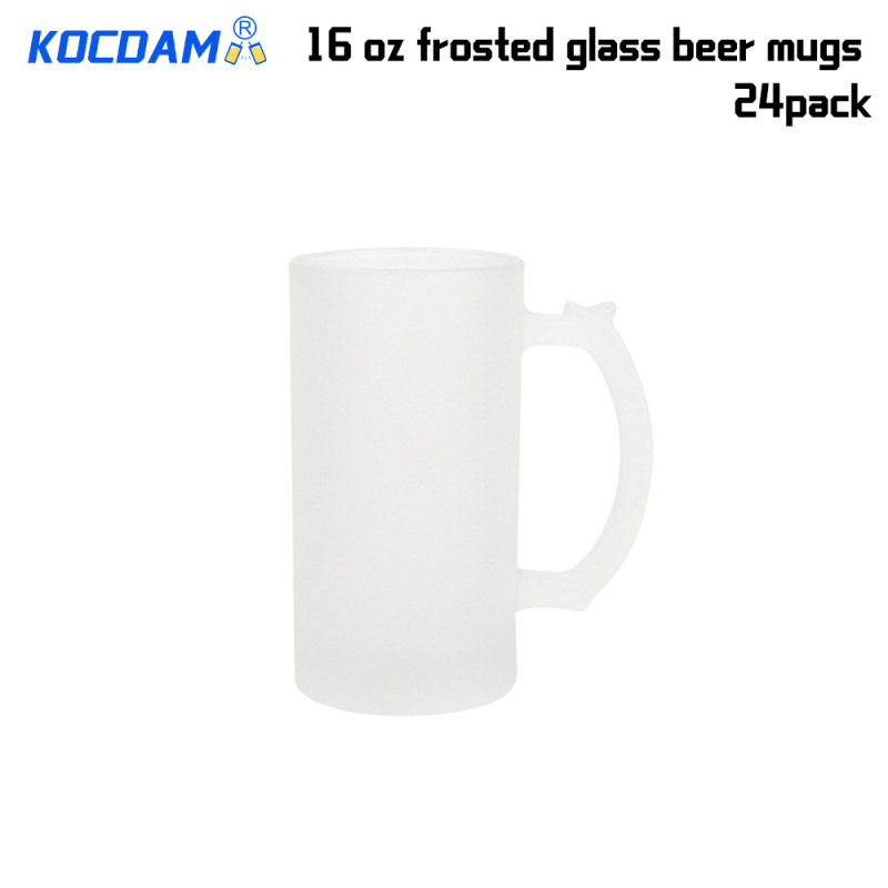 KOCDAM 24 PACK 16oz frosted sublimation glass beer mugs
