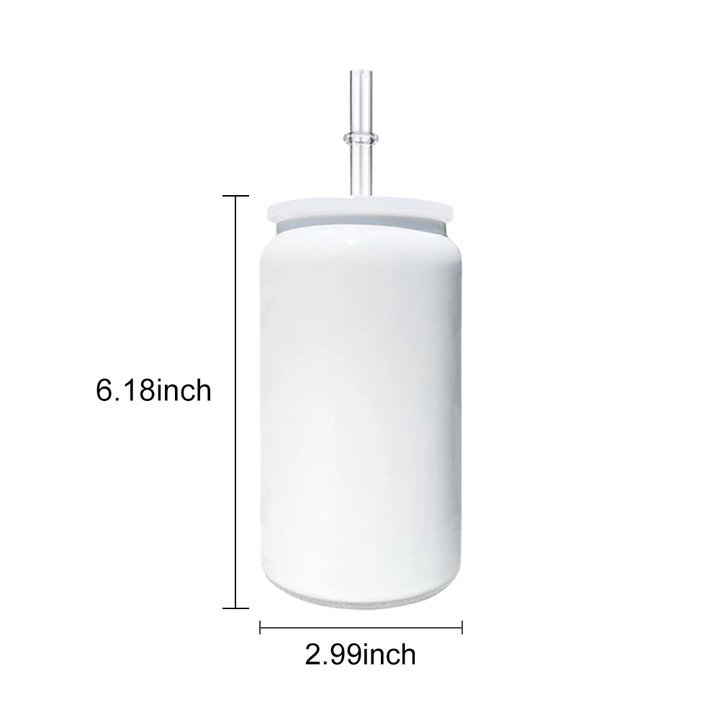 KOCDAM 50 Pack 16oz White Blank Sublimation Stainless Steel Can with 2 Lids(Bamboo Lids and Plastic Lids)