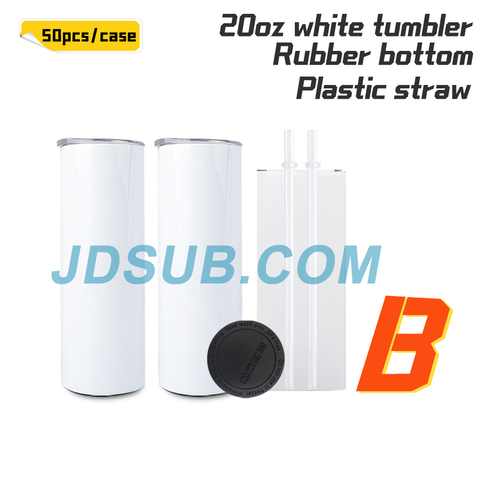 KOCDAM 50 Pack 20oz White Sublimation Straight Skinny Tumbler Blanks