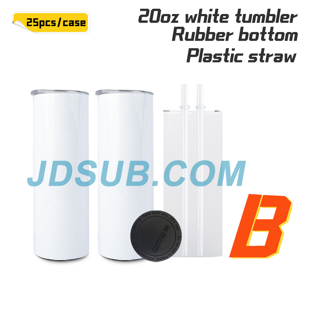 KOCDAM 25 Pack 20oz White Sublimation Straight Skinny Tumbler Blanks