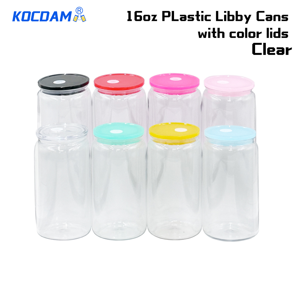 KOCDAM 50 Pack 16oz Plastic Cups With Plastic Lids And Plastic Straw