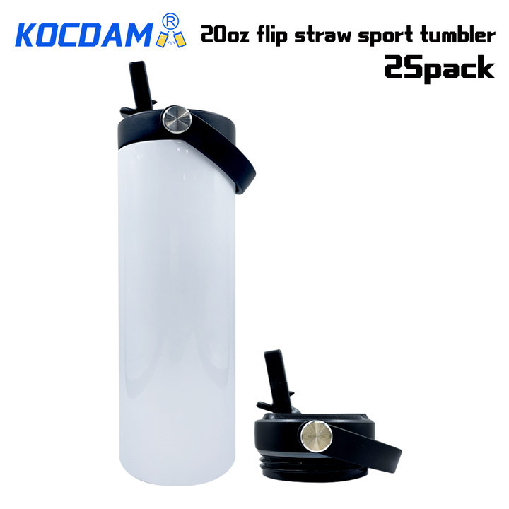 25 Pack 20oz Flip Straw Sport Water Tumbler Sublimation Tumbler
